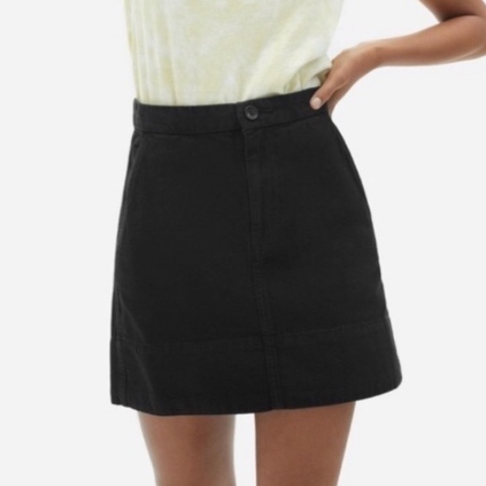 NWT Everlane The Canvas Stamp Mini Skirt Solid Black Size 10 High Waisted